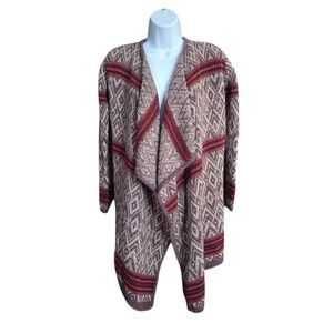 Ruby Moon Womens Wool Aztec Fair Isle Wrap Sweater S Open Front Rustic Cabincore